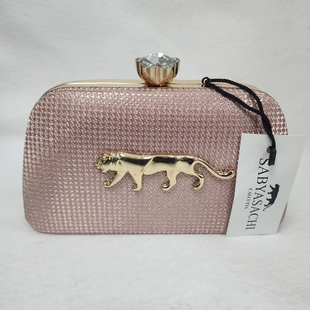 Sabyasachi Bag Womens Gift For Her Evening Rose Gold Detachable Strap Clutch